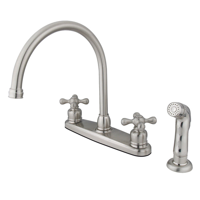 Vintage KB728AXSP Two-Handle 4-Hole Deck Mount 8" Centerset Kitchen Faucet with Side Sprayer, Brushed Nickel