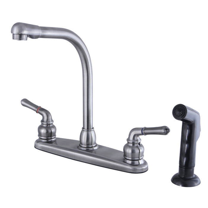 Magellan KB7500SP Two-Handle 4-Hole Deck Mount 8" Centerset Kitchen Faucet with Side Sprayer, Black Stainless