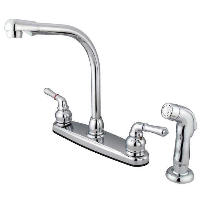 Magellan KB751SP Two-Handle 4-Hole Deck Mount 8" Centerset Kitchen Faucet with Side Sprayer, Polished Chrome