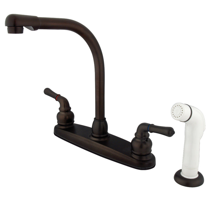 Magellan KB755 Two-Handle 4-Hole Deck Mount 8" Centerset Kitchen Faucet with Side Sprayer, Oil Rubbed Bronze