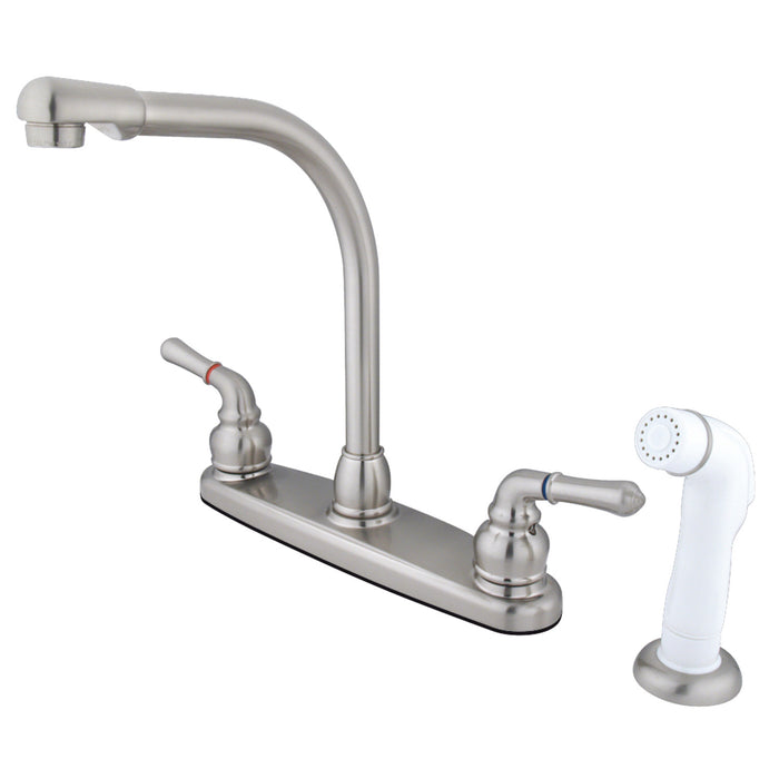 Magellan KB758 Two-Handle 4-Hole Deck Mount 8" Centerset Kitchen Faucet with Side Sprayer, Brushed Nickel