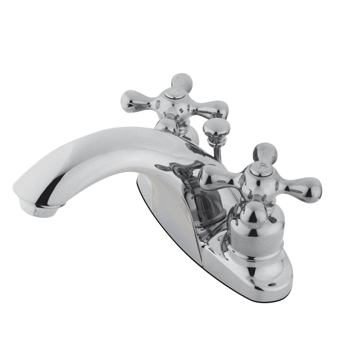 English Country KB7641AX Two-Handle 3-Hole Deck Mount 4" Centerset Bathroom Faucet with Plastic Pop-Up, Polished Chrome