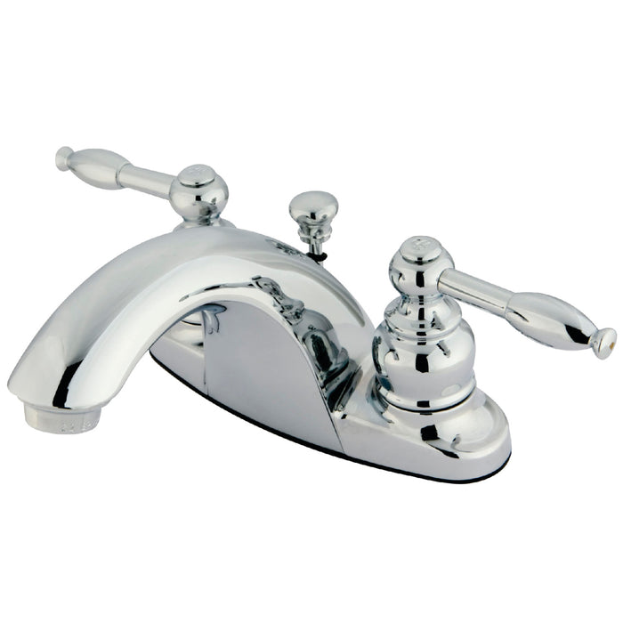 KB7641KL Two-Handle 3-Hole Deck Mount 4" Centerset Bathroom Faucet with Plastic Pop-Up, Polished Chrome