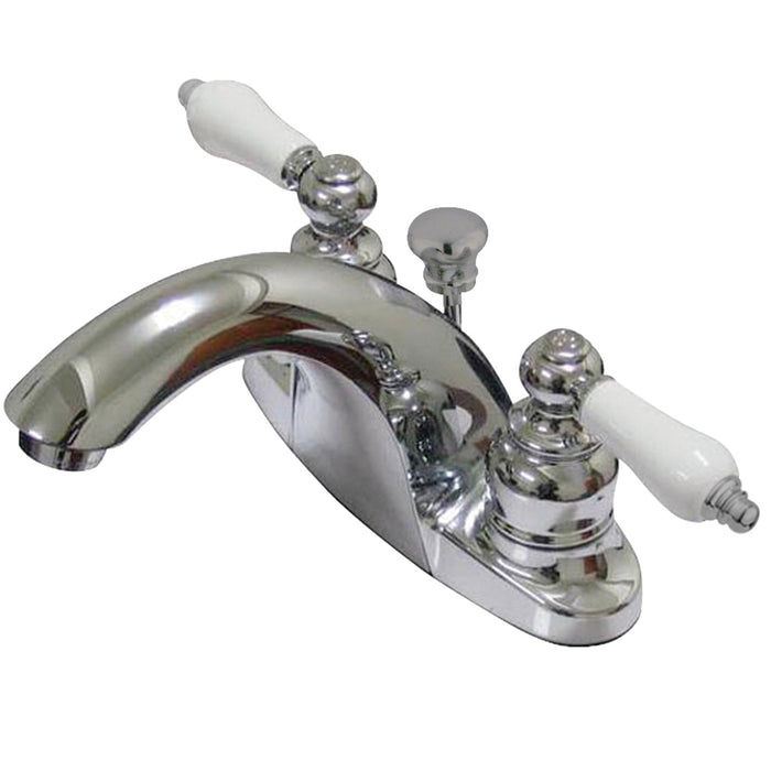 English Country KB7641PL Two-Handle 3-Hole Deck Mount 4" Centerset Bathroom Faucet with Plastic Pop-Up, Polished Chrome