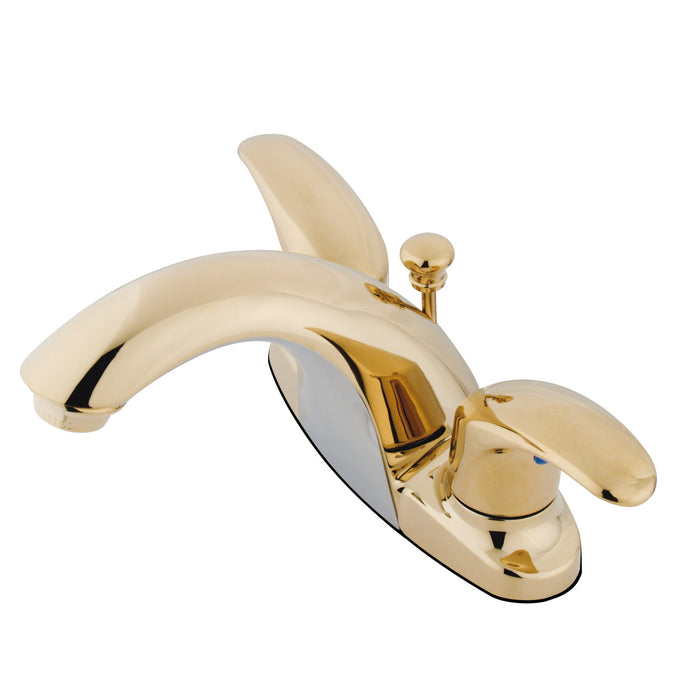 Legacy KB7642LL Two-Handle 3-Hole Deck Mount 4" Centerset Bathroom Faucet with Plastic Pop-Up, Polished Brass