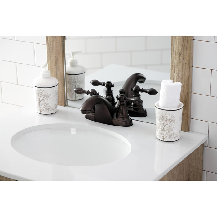 American Classic KB7645ACL Two-Handle 3-Hole Deck Mount 4" Centerset Bathroom Faucet with Plastic Pop-Up, Oil Rubbed Bronze