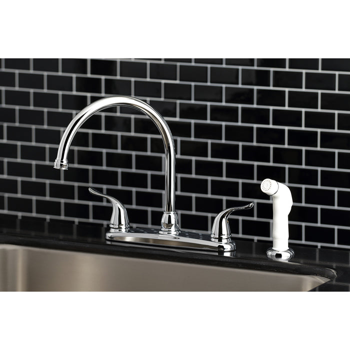 Yosemite KB791YL Two-Handle 4-Hole Deck Mount 8" Centerset Kitchen Faucet with Side Sprayer, Polished Chrome