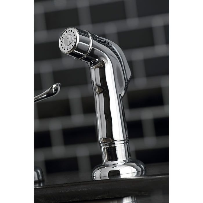 Yosemite KB791YLSP Two-Handle 4-Hole Deck Mount 8" Centerset Kitchen Faucet with Side Sprayer, Polished Chrome