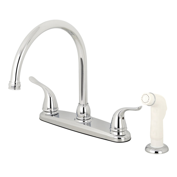 Yosemite KB791YL Two-Handle 4-Hole Deck Mount 8" Centerset Kitchen Faucet with Side Sprayer, Polished Chrome