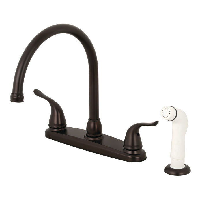 Yosemite KB795YL Two-Handle 4-Hole Deck Mount 8" Centerset Kitchen Faucet with Side Sprayer, Oil Rubbed Bronze