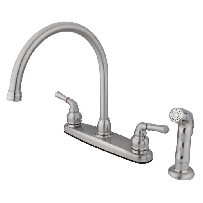 Magellan KB798SP Two-Handle 4-Hole Deck Mount 8" Centerset Kitchen Faucet with Side Sprayer, Brushed Nickel