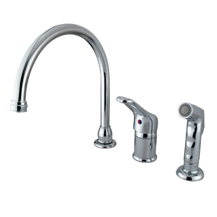 Wyndham KB811 Single-Handle 3-Hole Deck Mount Widespread Kitchen Faucet with Side Sprayer, Polished Chrome