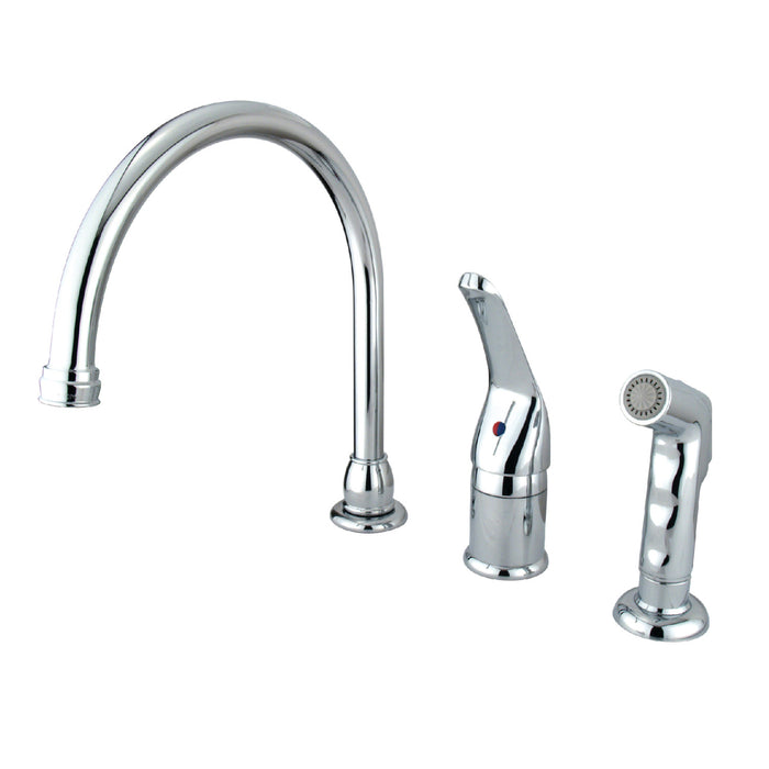 Chatham KB821 Single-Handle 3-Hole Deck Mount Widespread Kitchen Faucet with Side Sprayer, Polished Chrome