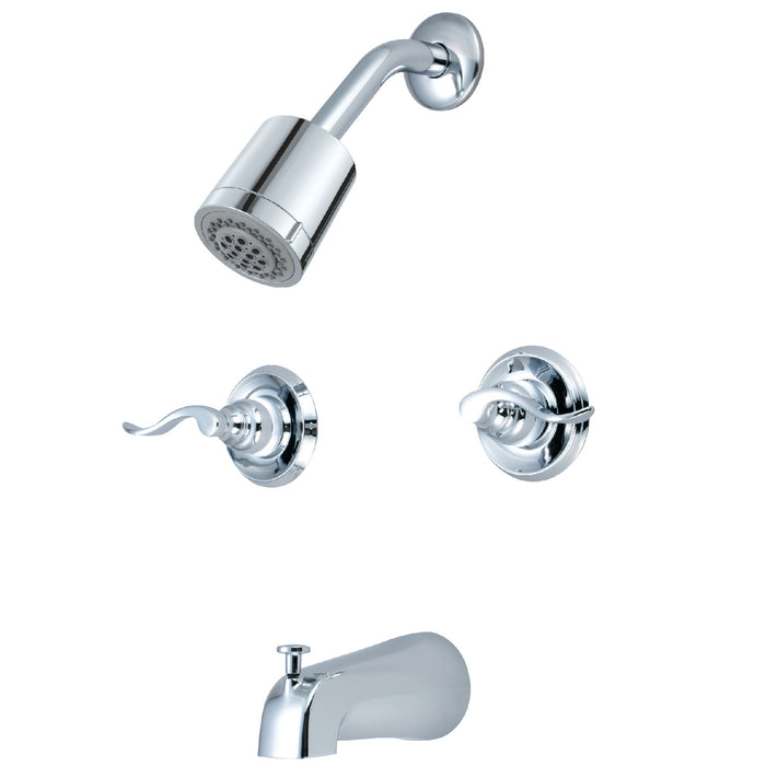 NuWave French KB8241NFL Two-Handle 4-Hole Wall Mount Tub and Shower Faucet, Polished Chrome