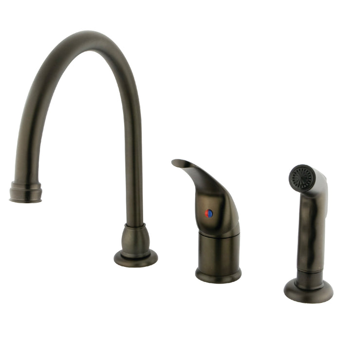 Chatham KB825 Single-Handle 3-Hole Deck Mount Widespread Kitchen Faucet with Side Sprayer, Oil Rubbed Bronze