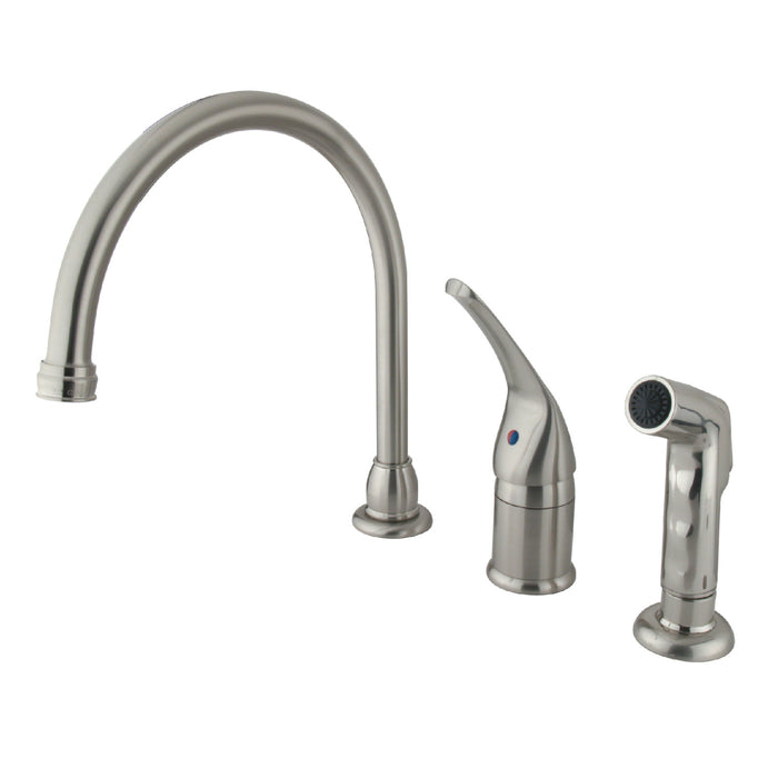 Chatham KB828 Single-Handle 3-Hole Deck Mount Widespread Kitchen Faucet with Side Sprayer, Brushed Nickel