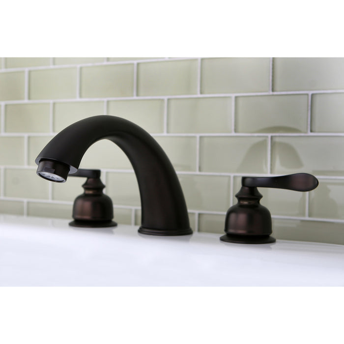 Kingston Tulare KB8365NFL - NuWave French Two-Handle 3-Hole Deck Mount Roman Tub Faucet, Oil Rubbed Bronze