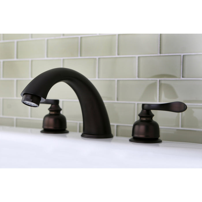NuWave French KB8365NFL Two-Handle 3-Hole Deck Mount Roman Tub Faucet, Oil Rubbed Bronze