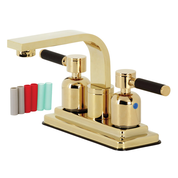 Kaiser KB8462DKL Two-Handle 2-Hole Deck Mount 4" Centerset Bathroom Faucet with Push Pop-Up, Polished Brass