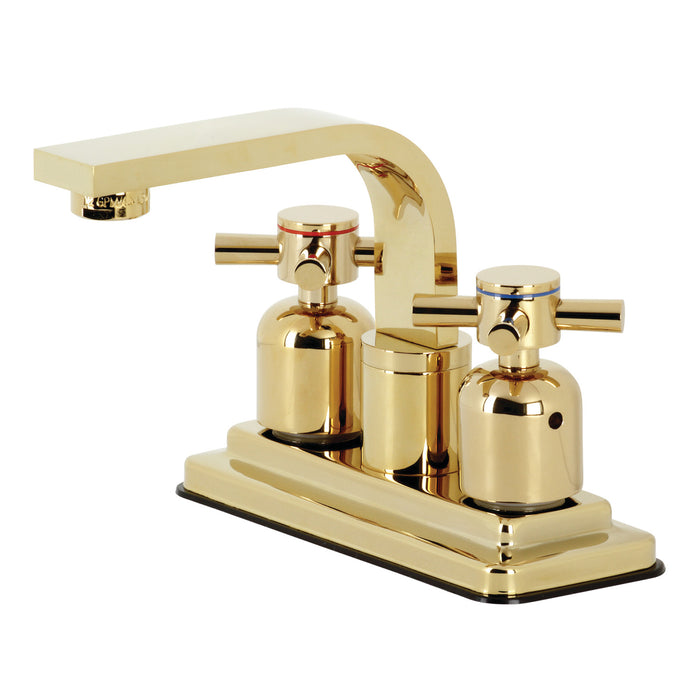 Concord KB8462DX Two-Handle 2-Hole Deck Mount 4" Centerset Bathroom Faucet with Push Pop-Up, Polished Brass