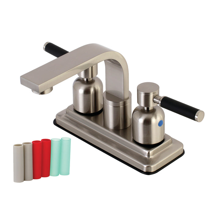 Kaiser KB8468DKL Two-Handle 2-Hole Deck Mount 4" Centerset Bathroom Faucet with Push Pop-Up, Brushed Nickel