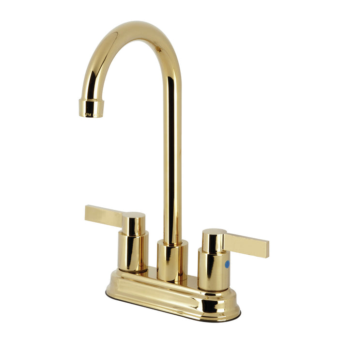 NuvoFusion KB8492NDL Two-Handle 2-Hole Deck Mount Bar Faucet, Polished Brass