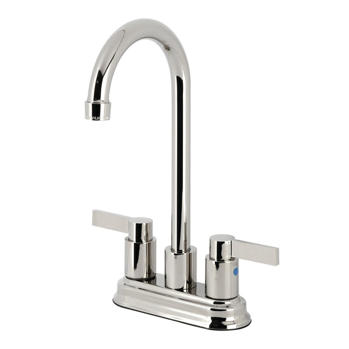 NuvoFusion KB8496NDL Two-Handle 2-Hole Deck Mount Bar Faucet, Polished Nickel