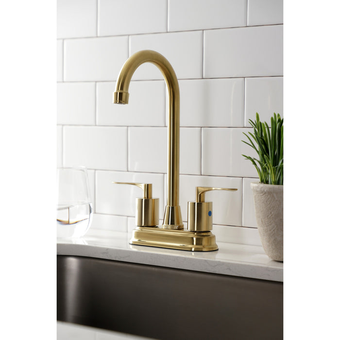 Serena KB8497SVL Two-Handle 2-Hole Deck Mount Bar Faucet, Brushed Brass