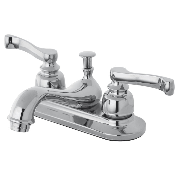 Royale KB8601 Two-Handle 3-Hole Deck Mount 4" Centerset Bathroom Faucet with Plastic Pop-Up, Polished Chrome