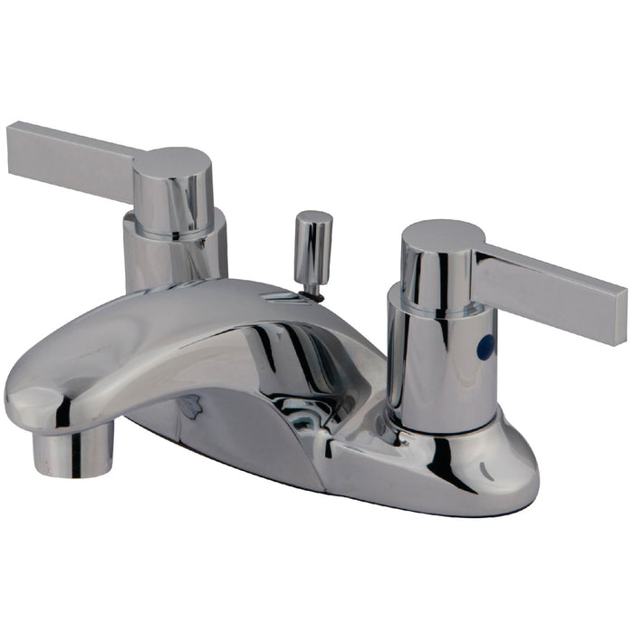 NuvoFusion KB8621NDL Two-Handle 3-Hole Deck Mount 4" Centerset Bathroom Faucet with Plastic Pop-Up, Polished Chrome
