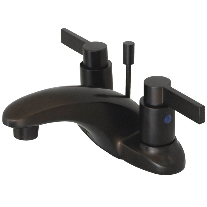 NuvoFusion KB8625NDL Two-Handle 3-Hole Deck Mount 4" Centerset Bathroom Faucet with Plastic Pop-Up, Oil Rubbed Bronze