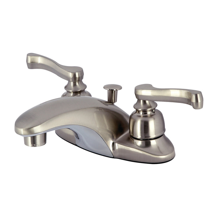 Royale KB8628FL Two-Handle 3-Hole Deck Mount 4" Centerset Bathroom Faucet with Plastic Pop-Up, Brushed Nickel