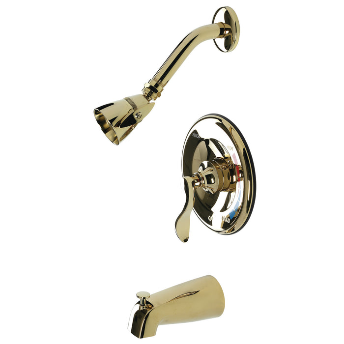 NuWave KB8632DFL Single-Handle 3-Hole Wall Mount Tub and Shower Faucet, Polished Brass