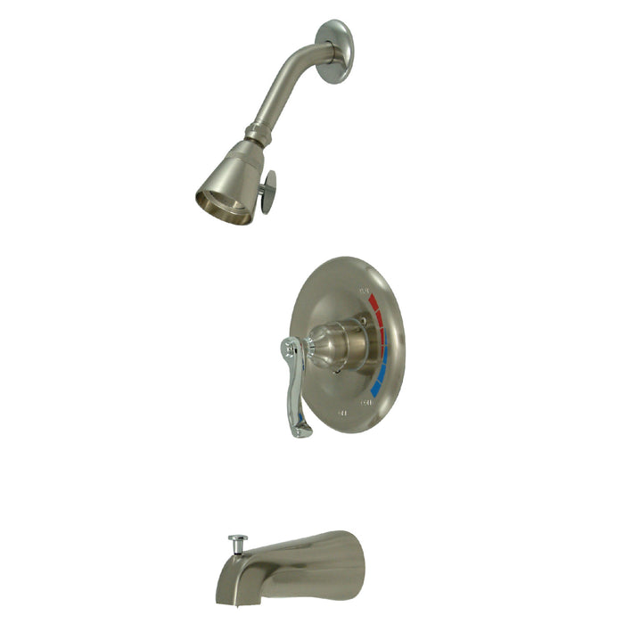 Kingston Tulare KB8637FL - Royale Single-Handle Pressure Balanced Tub and Shower Faucet, Brushed Nickel/Polished Chrome