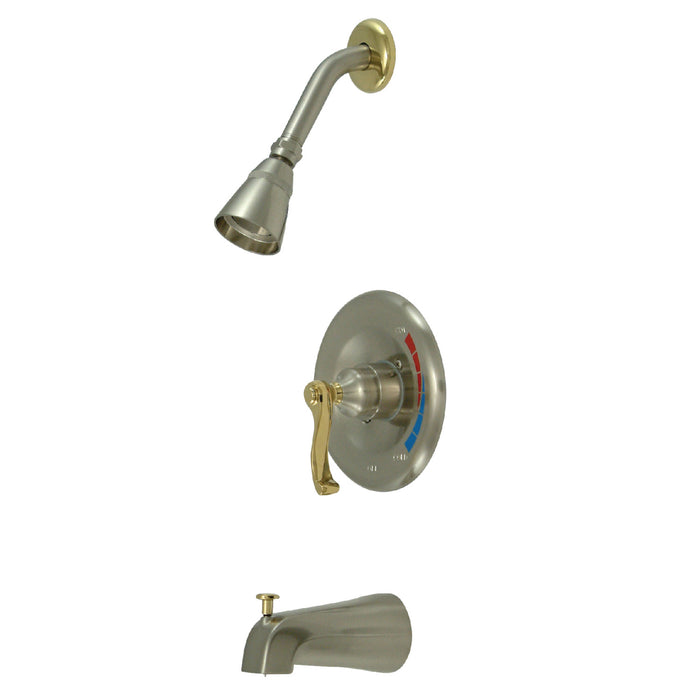 Kingston Tulare KB8639FL - Royale Single-Handle Pressure Balanced Tub and Shower Faucet, Brushed Nickel/Polished Brass