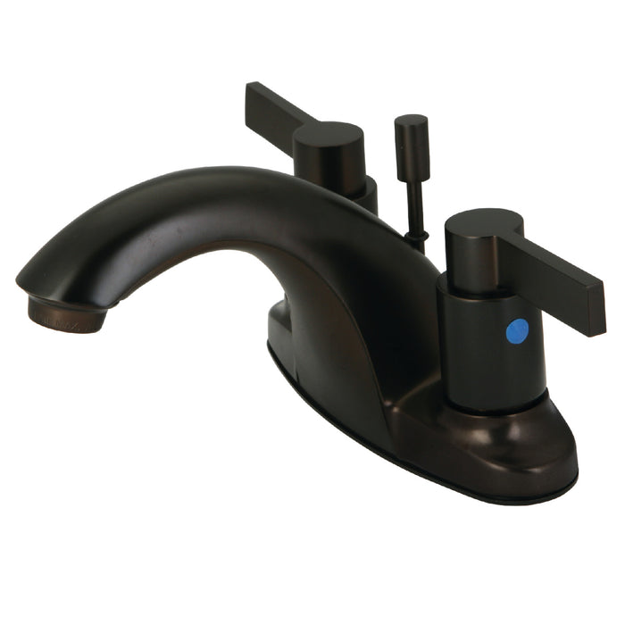 NuvoFusion KB8645NDL Two-Handle 3-Hole Deck Mount 4" Centerset Bathroom Faucet with Plastic Pop-Up, Oil Rubbed Bronze