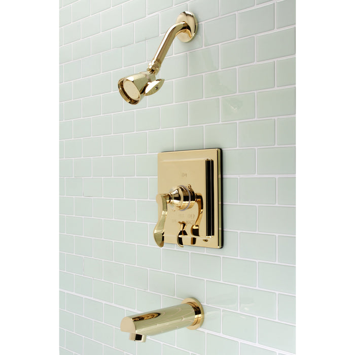 Kingston Sona KB86520DFLSingle-Handle Pressure Balanced Tub and Shower Faucet, Polished Brass