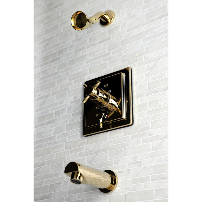 KB86520DX Single-Handle 3-Hole Wall Mount Tub and Shower Faucet, Polished Brass