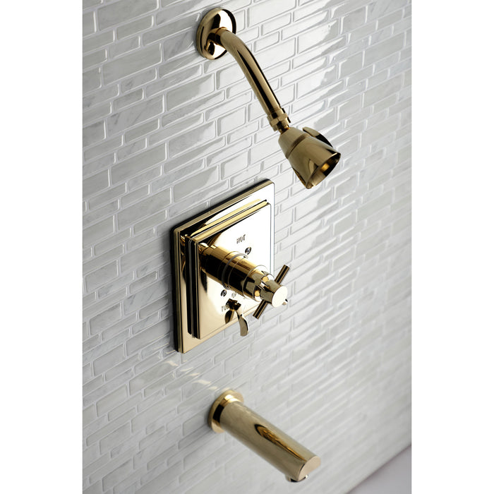 KB86520DX Single-Handle 3-Hole Wall Mount Tub and Shower Faucet, Polished Brass