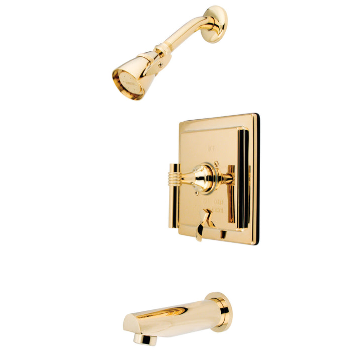 Kingston Tulare KB86520ML - Milano Single-Handle Pressure Balanced Tub and Shower Faucet, Polished Brass