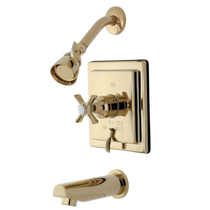 Millennium KB86520ZX Two-Handle 3-Hole Wall Mount Tub and Shower Faucet, Polished Brass