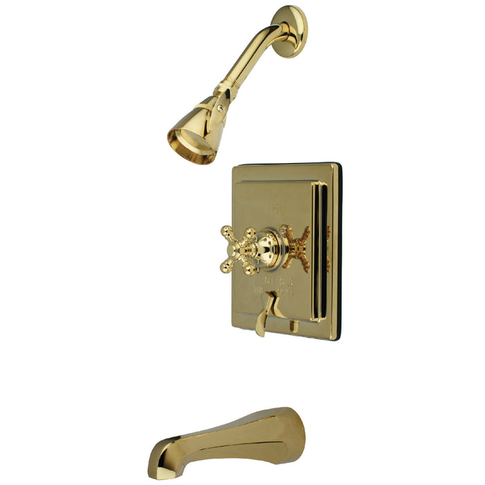 English Vintage KB86524BX Single-Handle 3-Hole Wall Mount Tub and Shower Faucet, Polished Brass