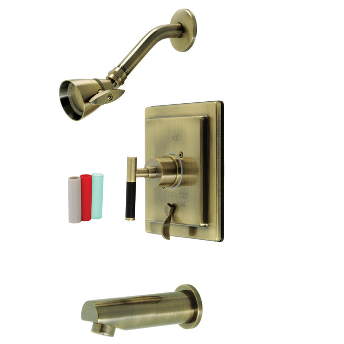 Kaiser KB86530CKL Single-Handle 3-Hole Wall Mount Tub and Shower Faucet, Antique Brass