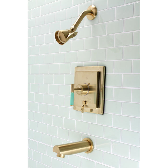 Kaiser KB86570CKL Single-Handle 3-Hole Wall Mount Tub and Shower Faucet, Brushed Brass