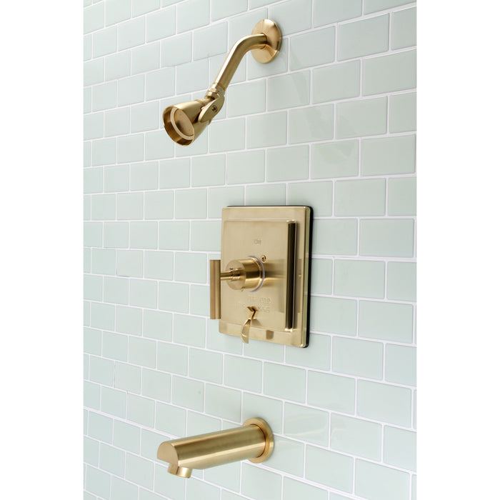 Manhattan KB86570CML Single-Handle 3-Hole Wall Mount Tub and Shower Faucet, Brushed Brass