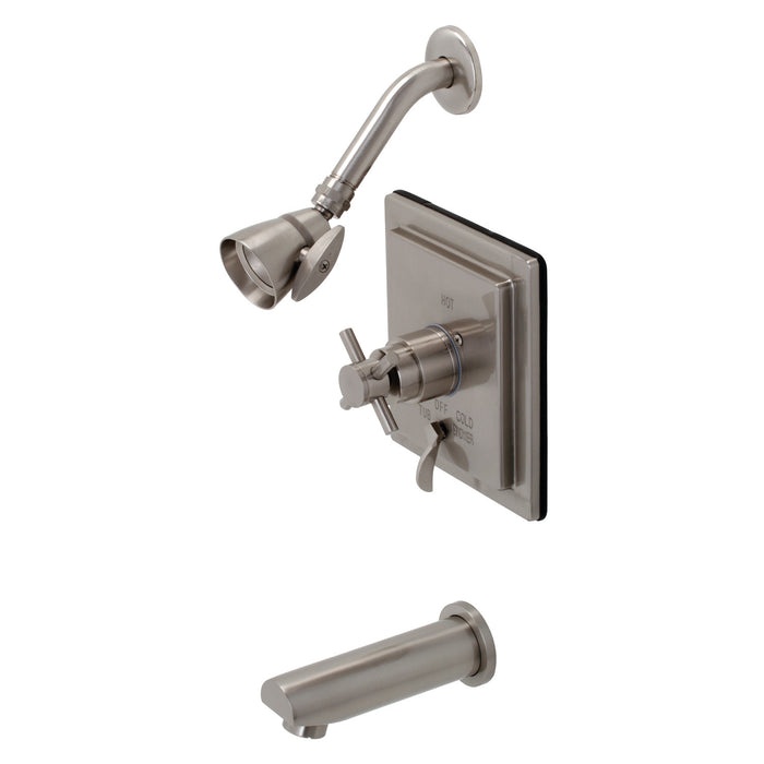 KB86580DX Single-Handle 3-Hole Wall Mount Tub and Shower Faucet, Brushed Nickel
