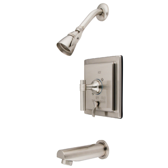 Kingston Tulare KB86580ML - Milano Single-Handle Pressure Balanced Tub and Shower Faucet, Brushed Nickel