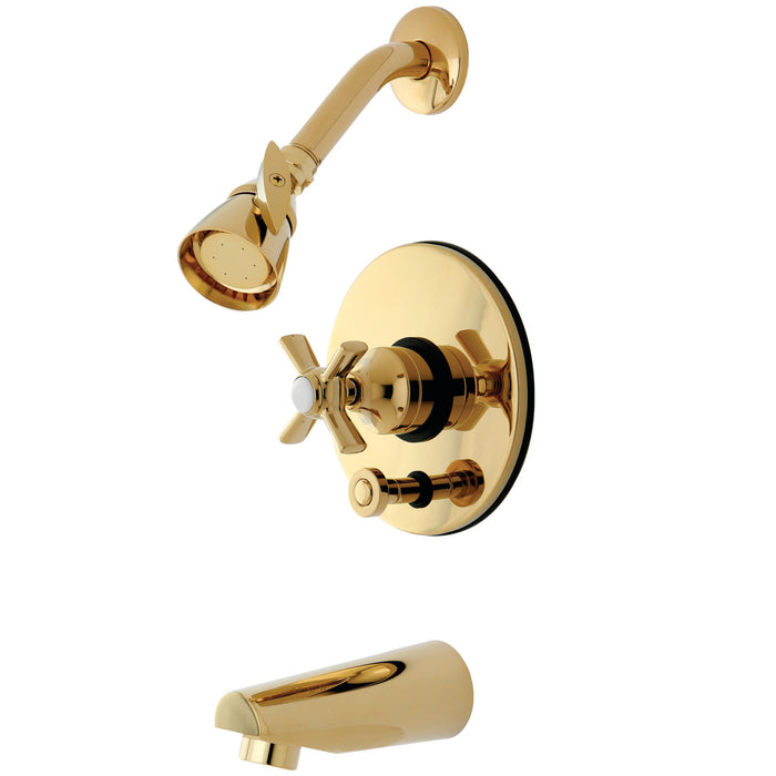 Millennium KB86920ZX Two-Handle 3-Hole Wall Mount Tub and Shower Faucet, Polished Brass