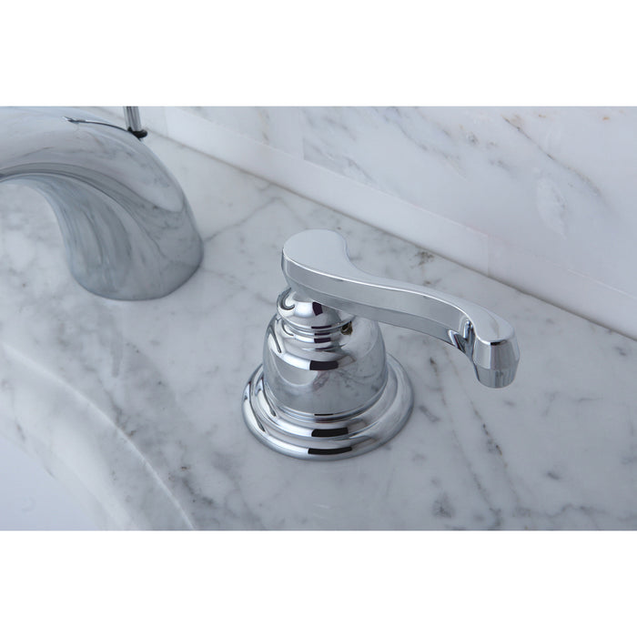 Royale KB8951FL Two-Handle 3-Hole Deck Mount Mini-Widespread Bathroom Faucet with Plastic Pop-Up, Polished Chrome