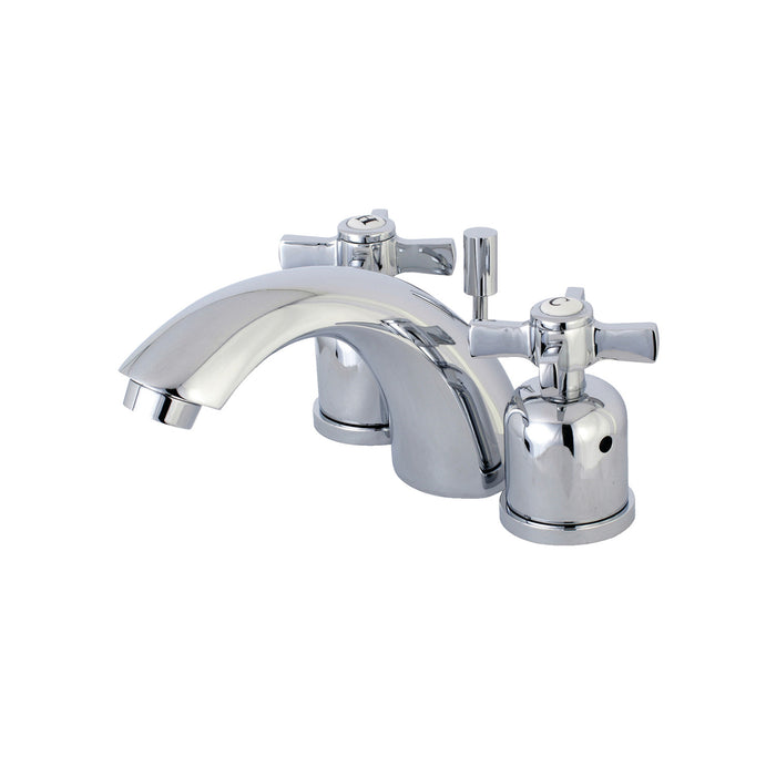 Millennium KB8951ZX Two-Handle 3-Hole Deck Mount Mini-Widespread Bathroom Faucet with Plastic Pop-Up, Polished Chrome